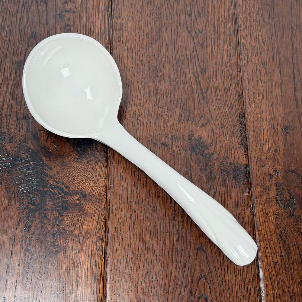 Vintage White Ironstone Ladle 10 Inch Soup Tureen Serving Spoon